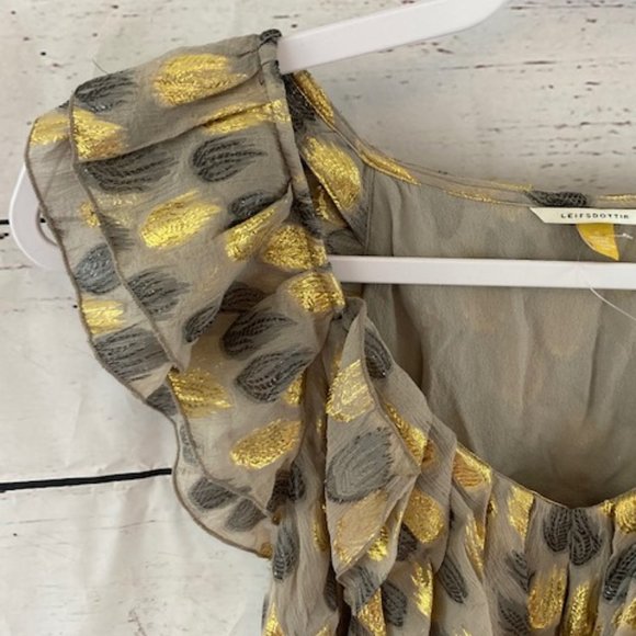 Anthropologie Gold and Silver Ruffle Blouse - Picture 6 of 12